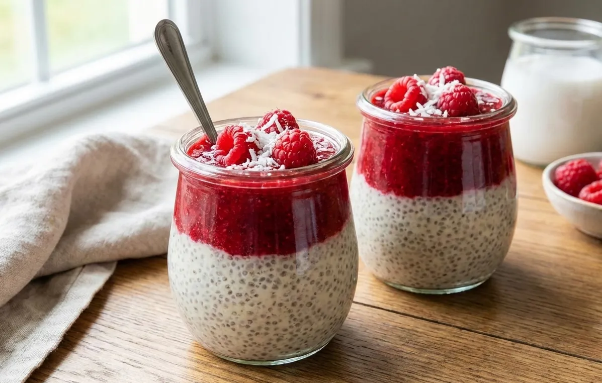Copos de Creme de Coco, Chia e Frutos Vermelhos